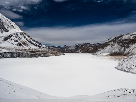 Tilicho Lake - 5,020m - frozen over and covered in snow, just beautiful