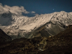 A night shot of Tilicho peak from the base camp - the calm after the storm