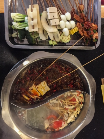 Our second Chengdu hotpot - this time with the 50/50 broth. A much smarter idea